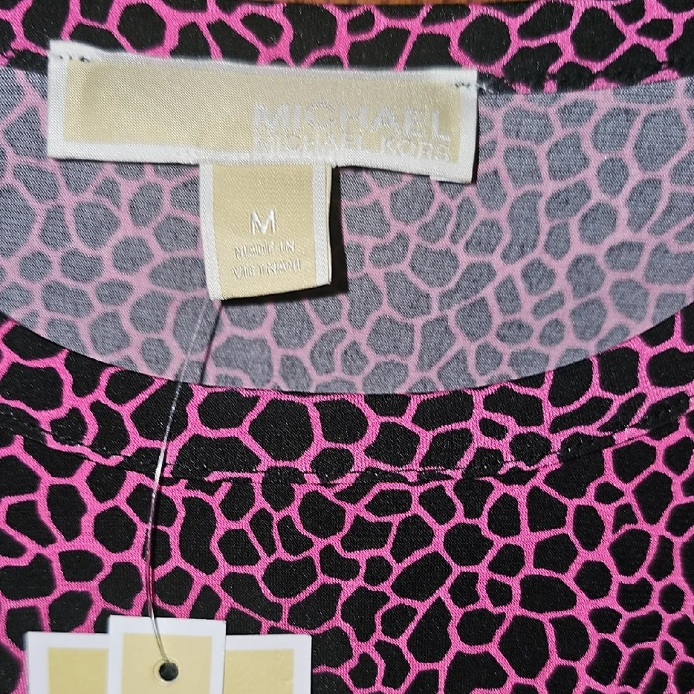 MICHAEL Michael Kors Pink and Black Short Sleeve Twist Dress